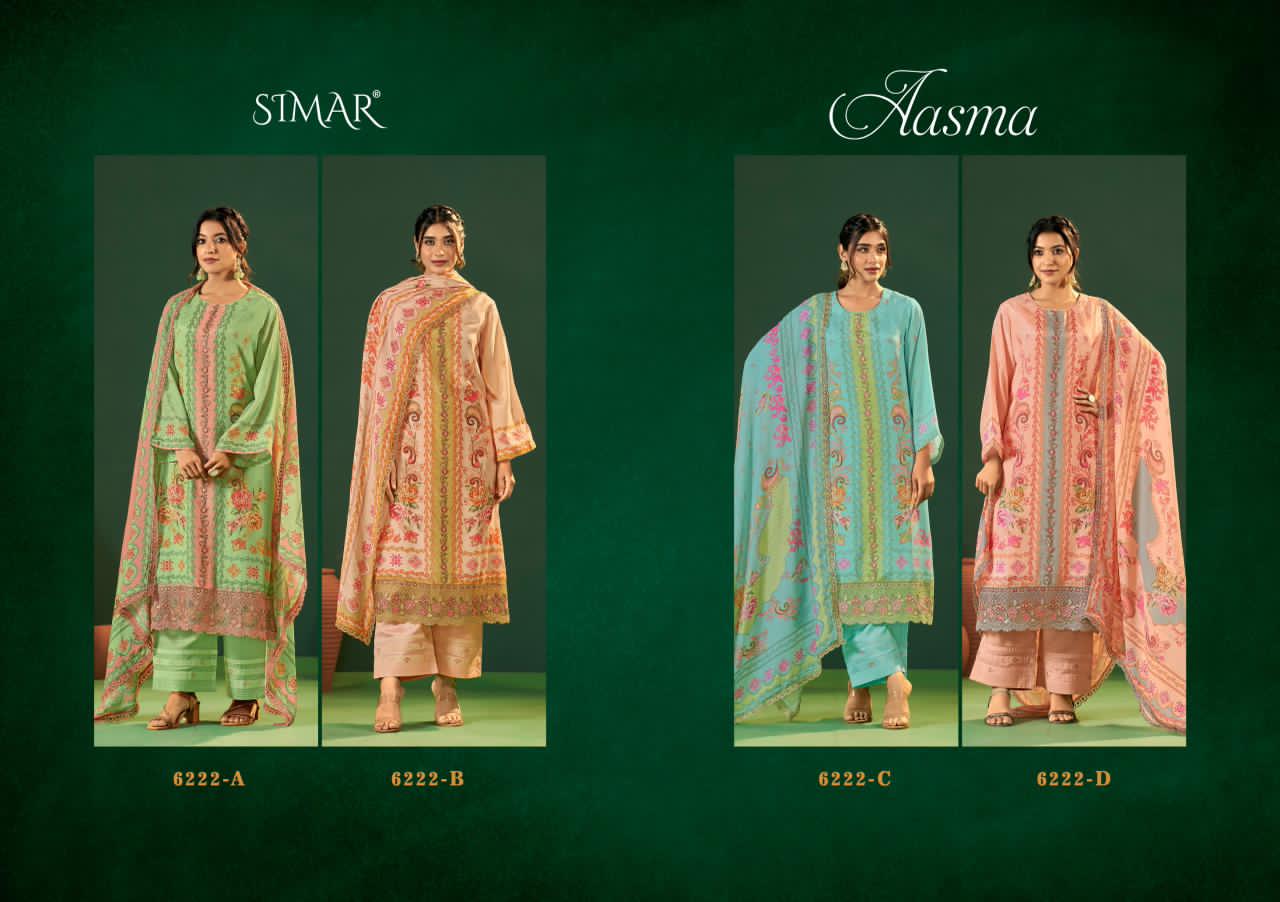 Aasma Simar Viscose Muslin Pant Style Suits Manufacturer Ahmedabad