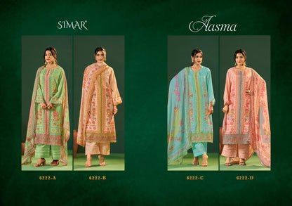 Aasma Simar Viscose Muslin Pant Style Suits Manufacturer Ahmedabad
