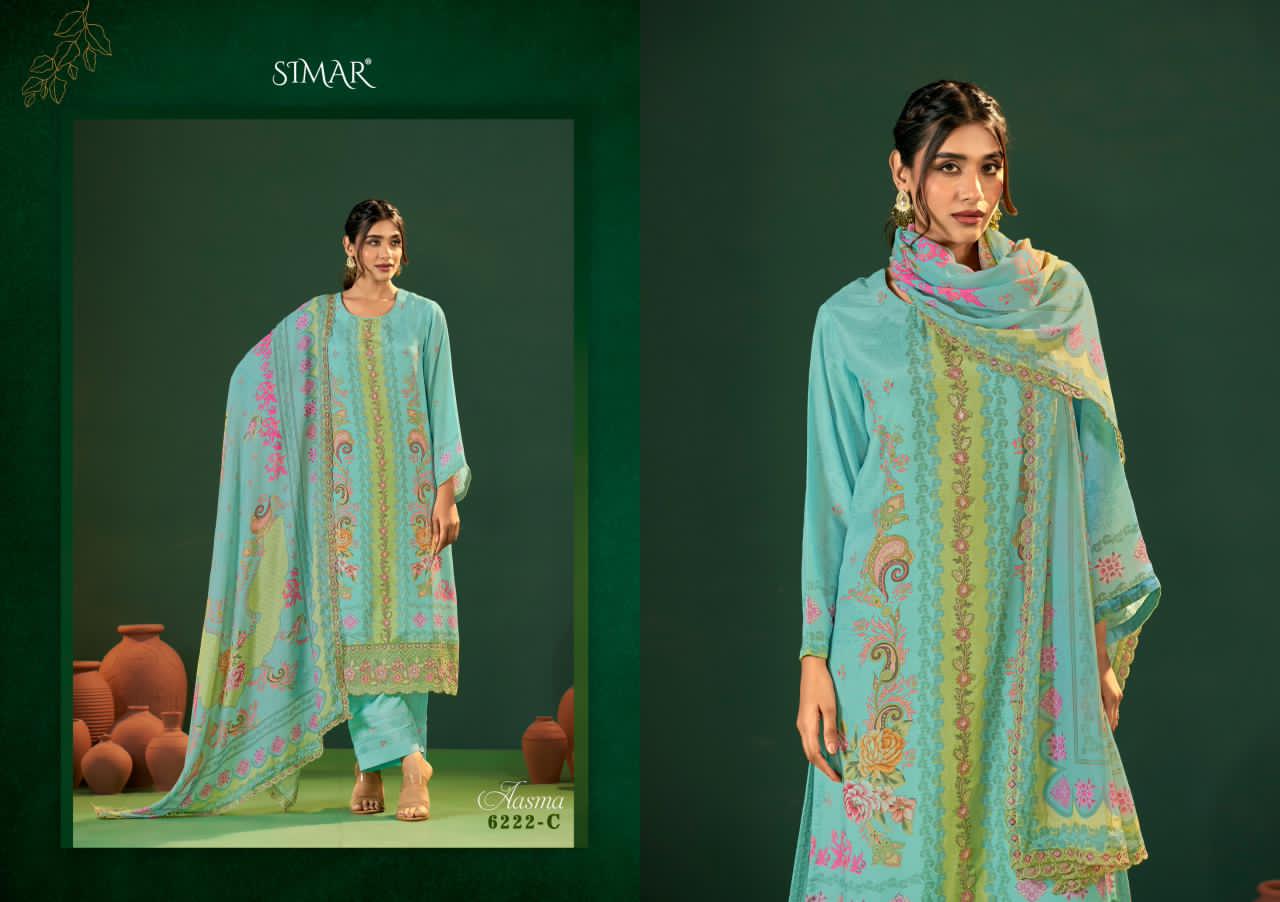 Aasma Simar Viscose Muslin Pant Style Suits Manufacturer Ahmedabad