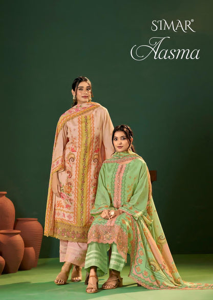 Aasma Simar Viscose Muslin Pant Style Suits Manufacturer Ahmedabad