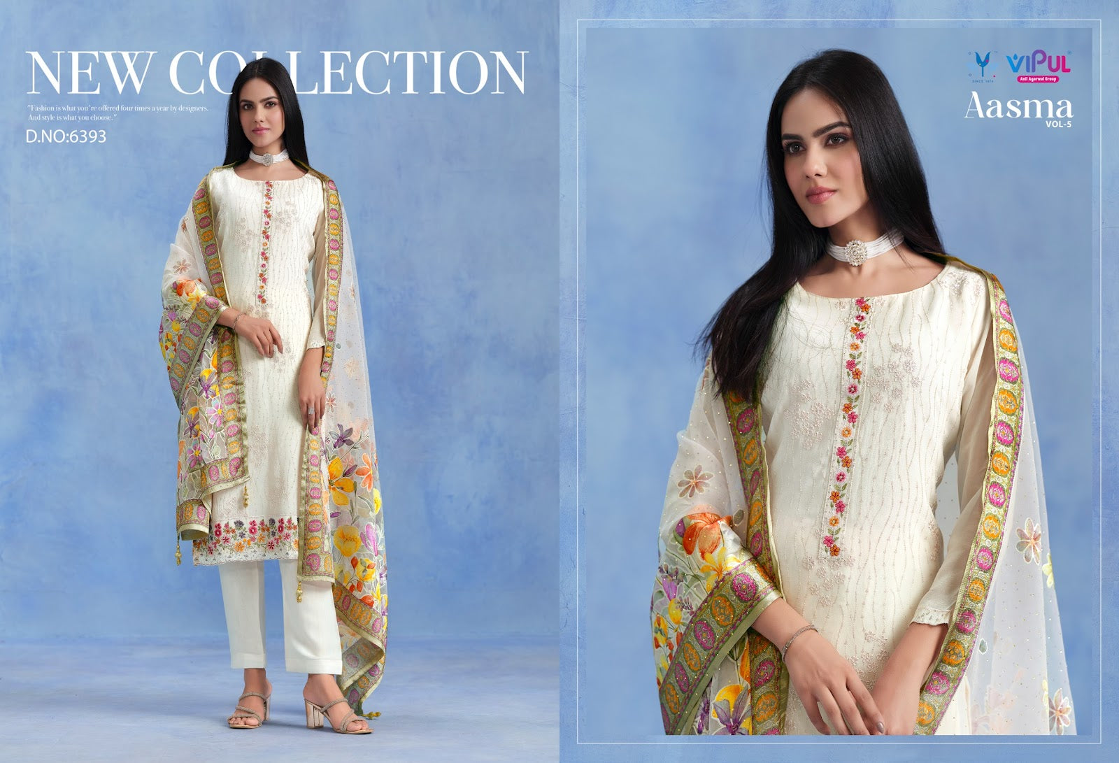 Aasma Vol 5 Vipul Pant Style Suits Exporter Ahmedabad