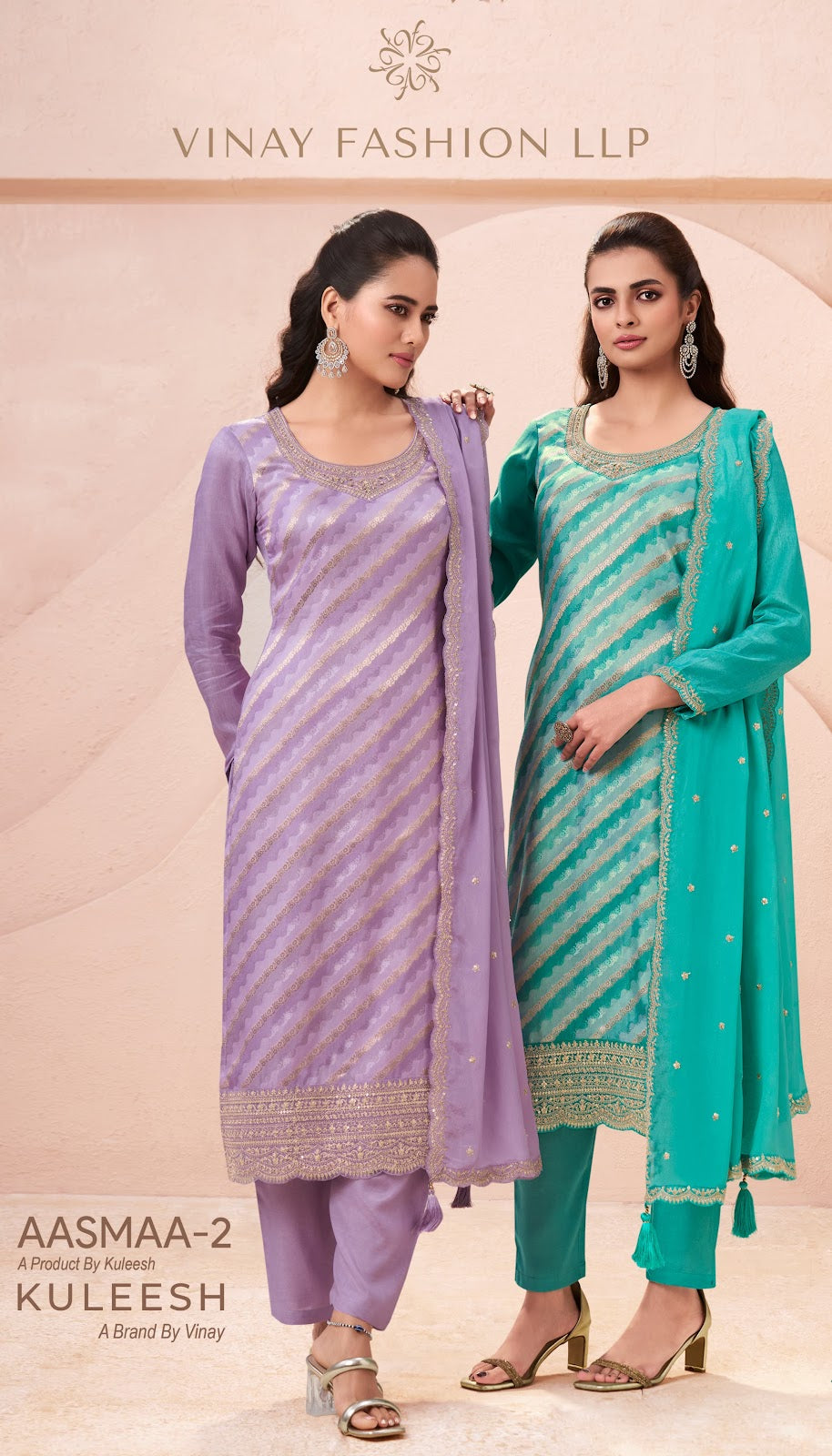 Aasmaa 2 Kuleesh Vinay Fashion Llp Moga Silk Pant Style Suits Supplier