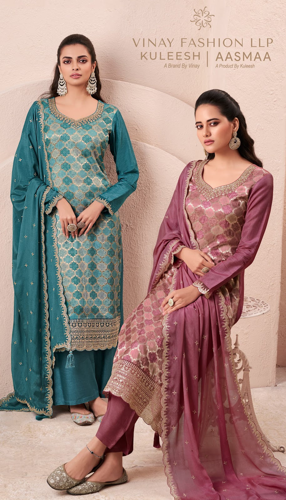 Aasmaa Kuleesh Vinay Fashion Llp Moga Silk Pant Style Suits Wholesale Price