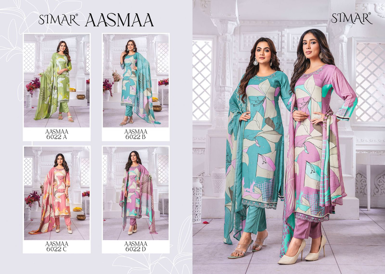 Aasmaa Simar Viscose Muslin Pant Style Suits Supplier Ahmedabad