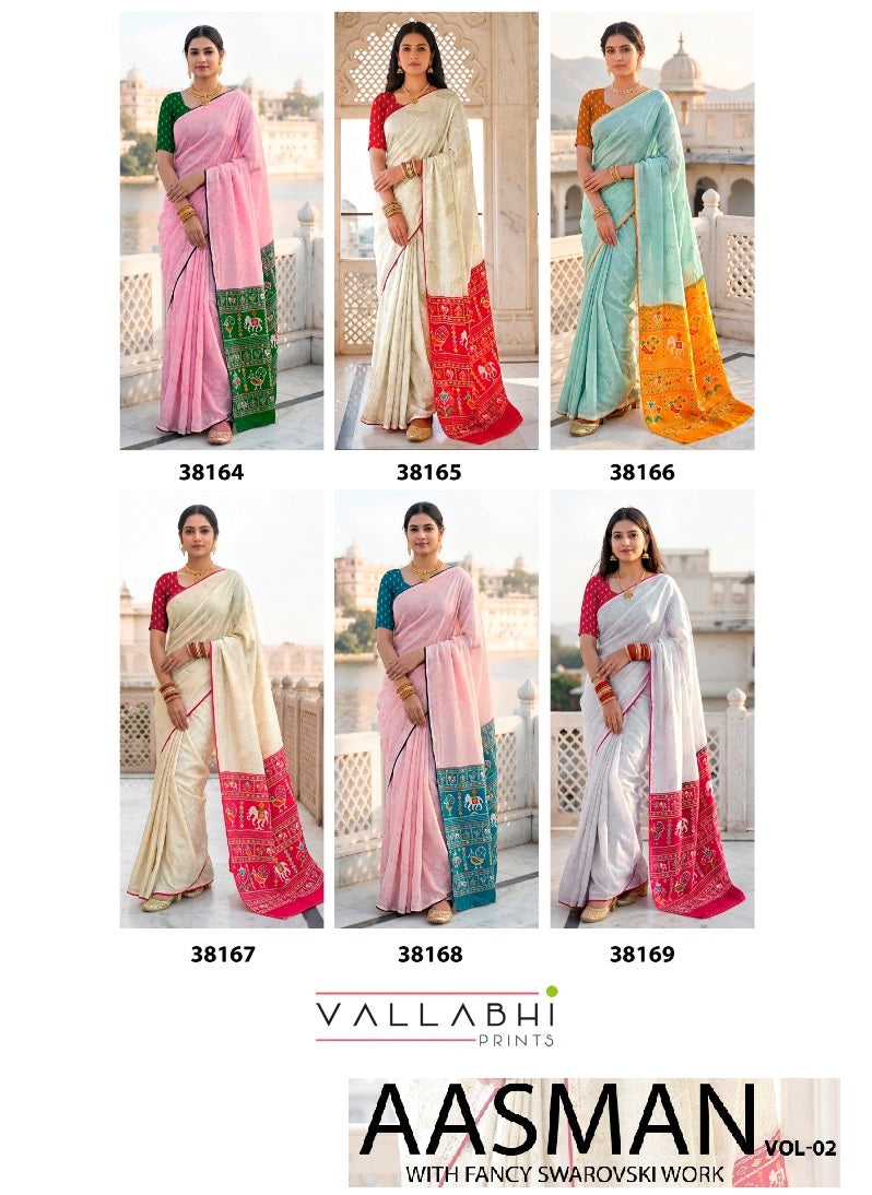 Aasman Vol 2 Vallabhi Prints Dull Moss Sarees Supplier