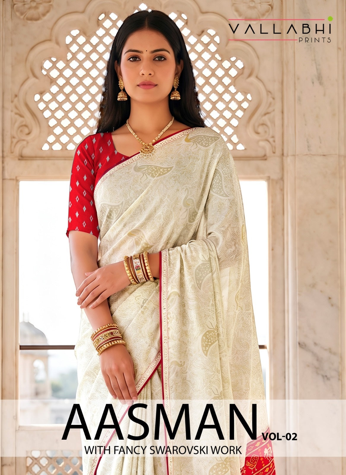 Aasman Vol 2 Vallabhi Prints Dull Moss Sarees Supplier