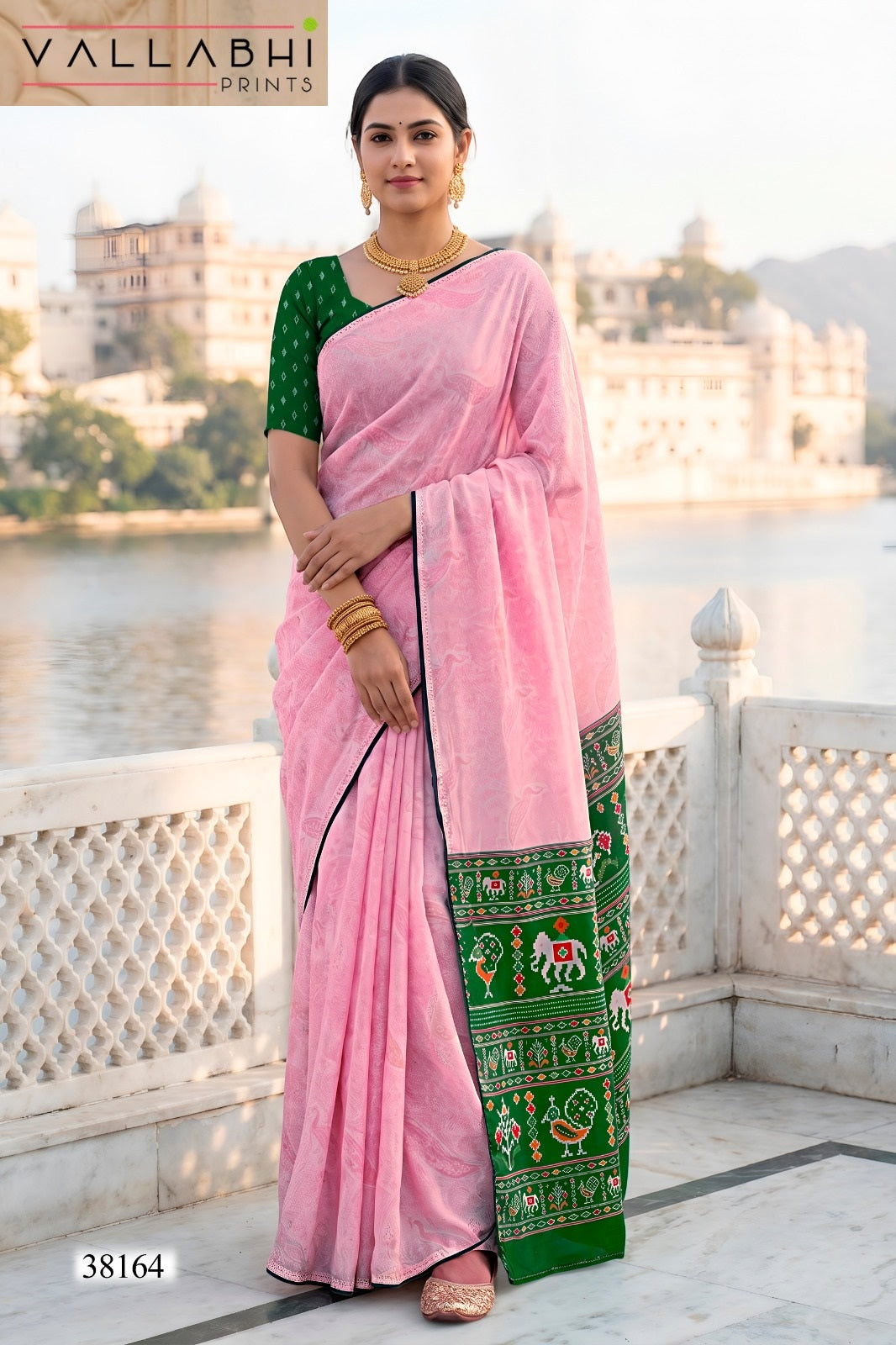 Aasman Vol 2 Vallabhi Prints Dull Moss Sarees Supplier