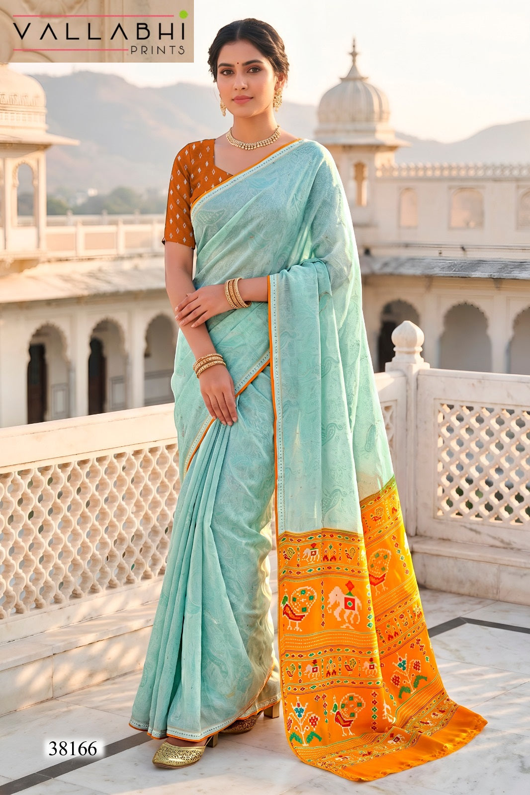 Aasman Vol 2 Vallabhi Prints Dull Moss Sarees Supplier