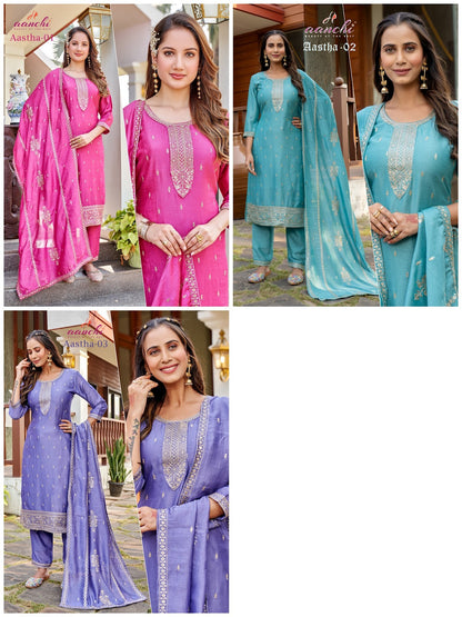 Aastha Aanchi Vichitra Silk Readymade Pant Style Suits Supplier India