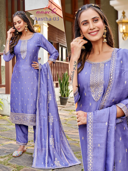 Aastha Aanchi Vichitra Silk Readymade Pant Style Suits Supplier India