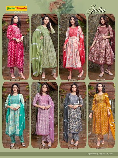 Aastha Green Tomato Capsule Readymade Pant Style Suits Manufacturer