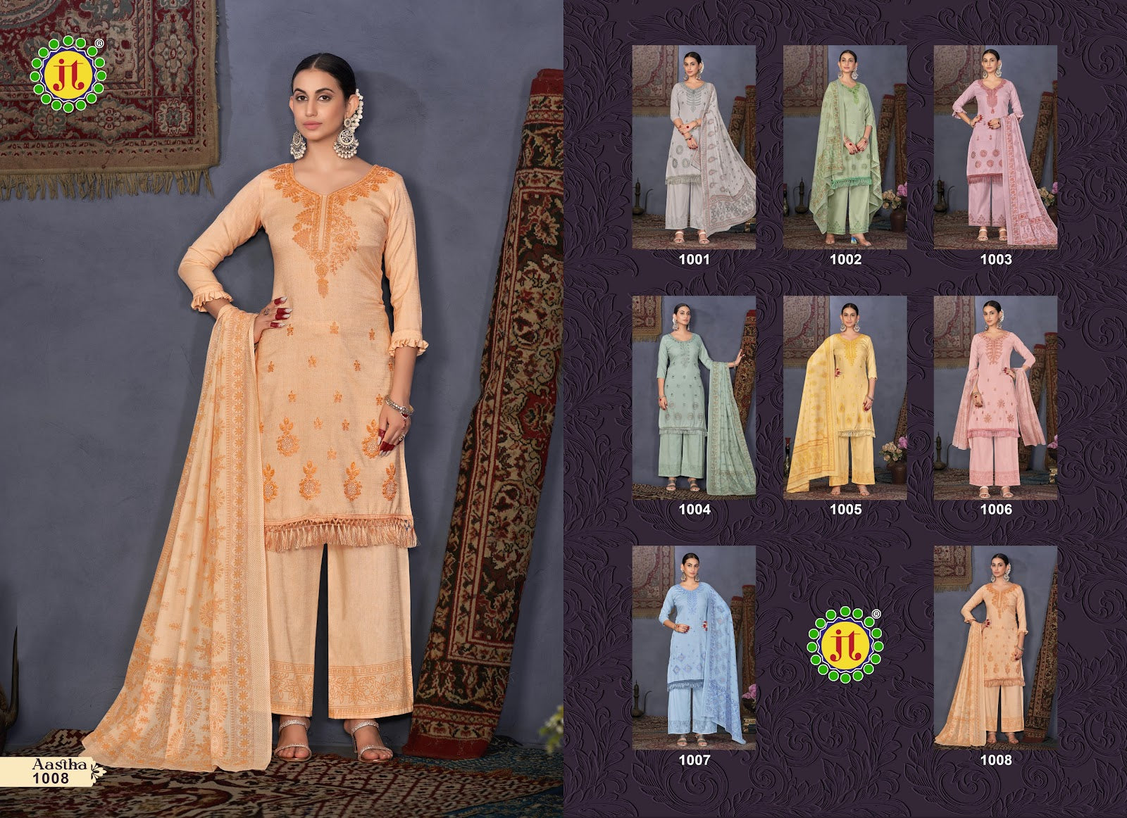 Aastha Jt Slub Plazzo Style Suits Supplier India