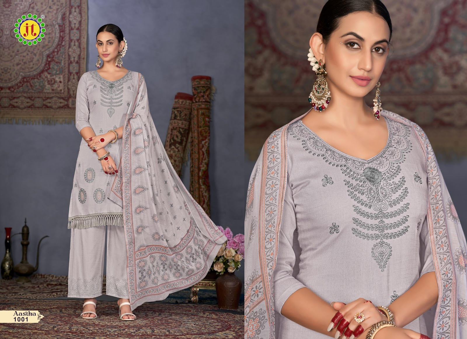 Aastha Jt Slub Plazzo Style Suits Supplier India