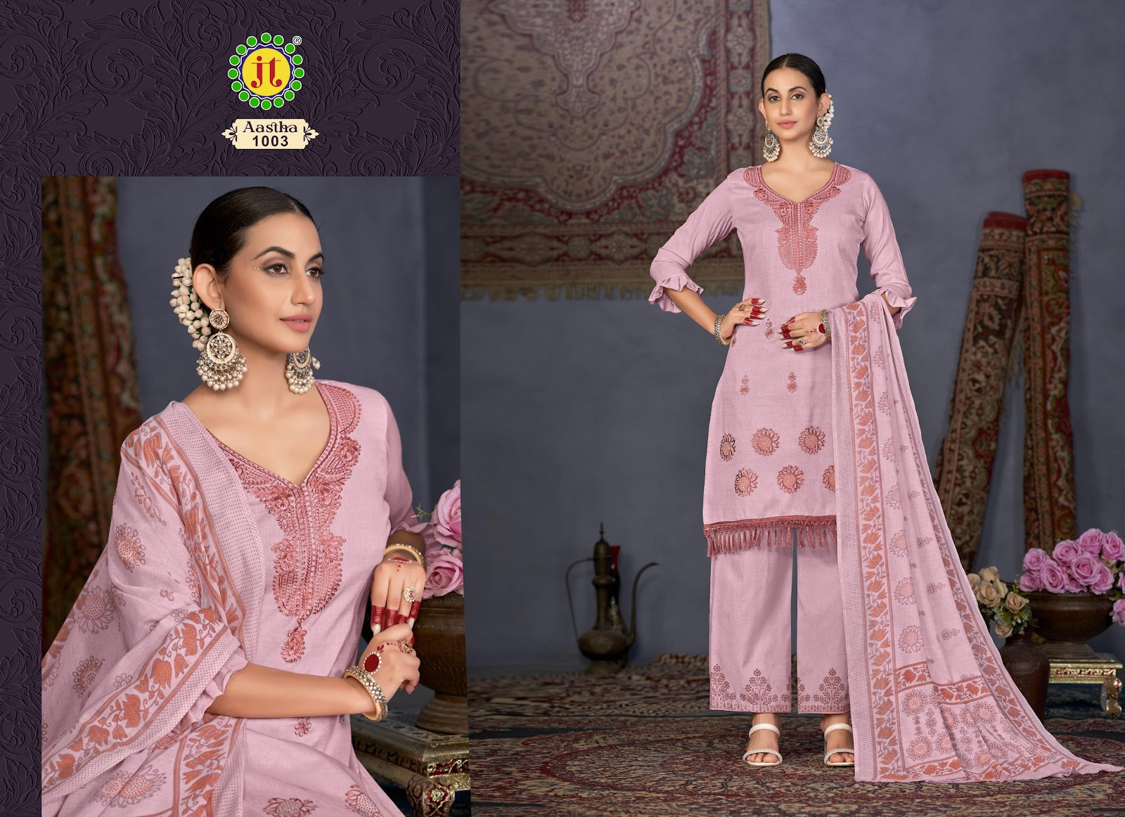 Aastha Jt Slub Plazzo Style Suits Supplier India