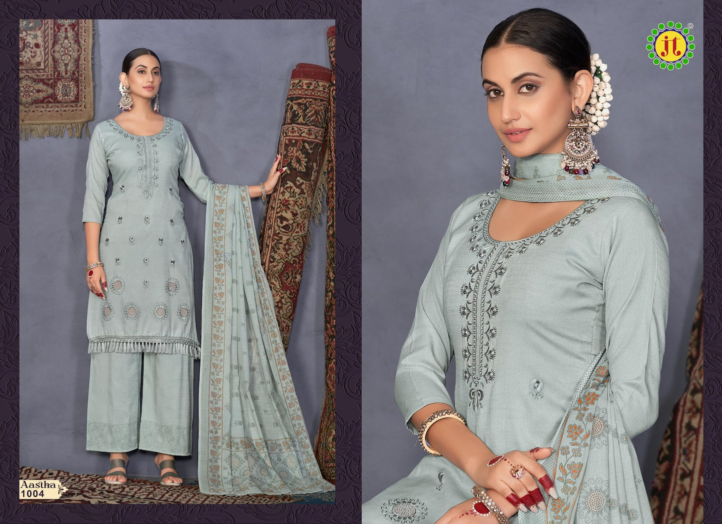 Aastha Jt Slub Plazzo Style Suits Supplier India