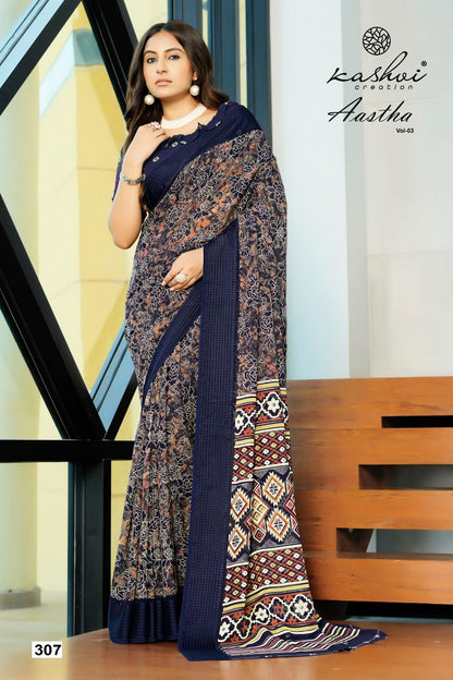 Aastha Vol 3 Kashvi Creation Georgette Sarees Exporter