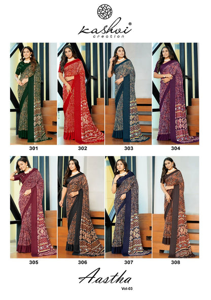 Aastha Vol 3 Kashvi Creation Georgette Sarees Exporter