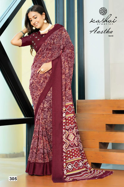 Aastha Vol 3 Kashvi Creation Georgette Sarees Exporter