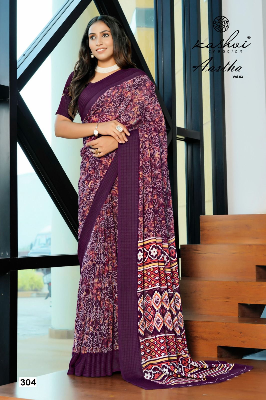 Aastha Vol 3 Kashvi Creation Georgette Sarees Exporter