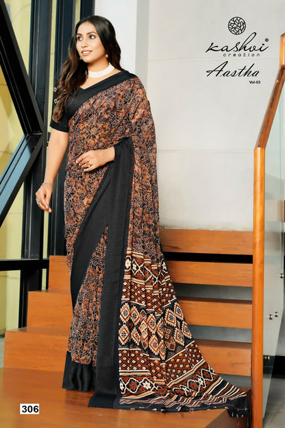 Aastha Vol 3 Kashvi Creation Georgette Sarees Exporter