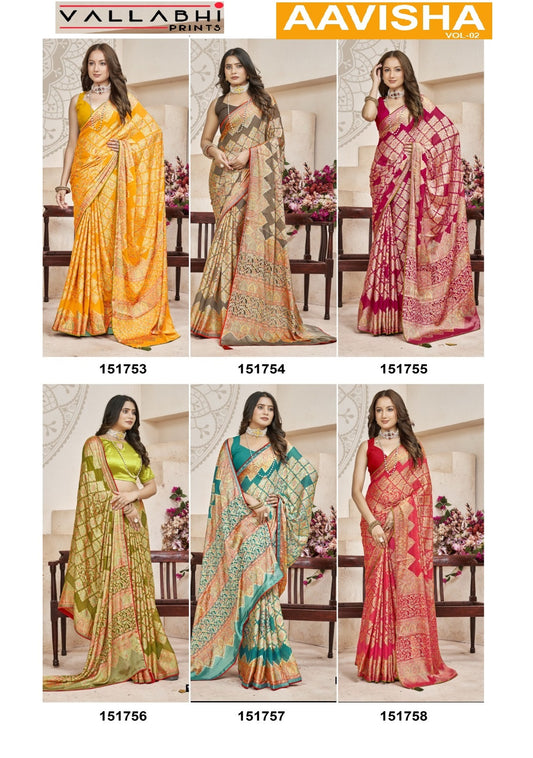 Aavisha Vol 2 Vallabhi Prints Brasso Sarees Manufacturer Gujarat