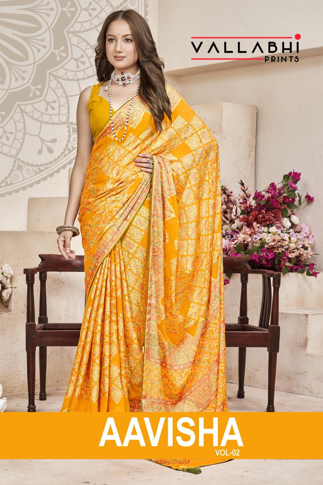 Aavisha Vol 2 Vallabhi Prints Brasso Sarees Manufacturer Gujarat
