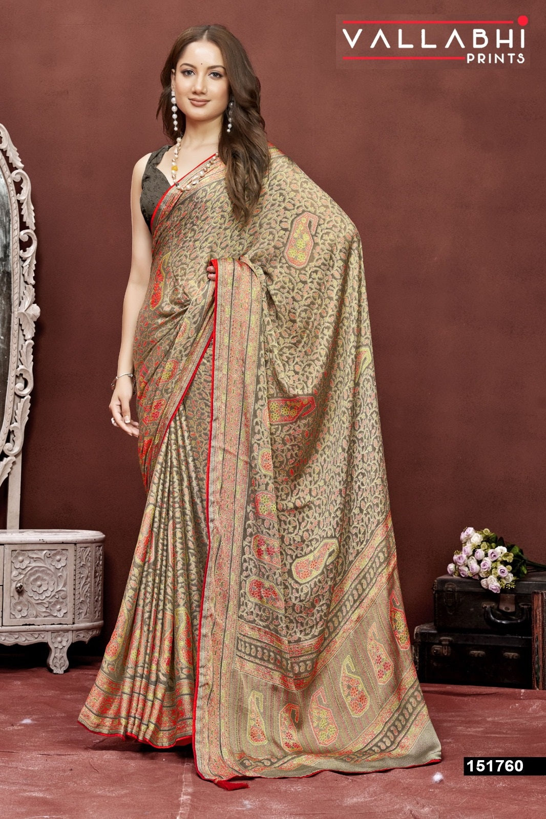 Aavisha Vol 3 Vallabhi Prints Brasso Sarees Wholesale