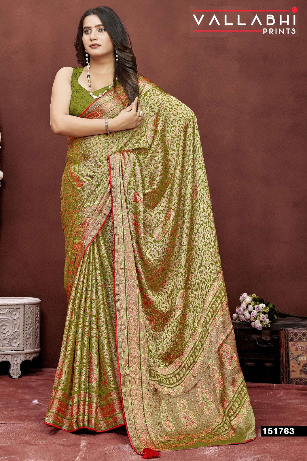 Aavisha Vol 3 Vallabhi Prints Brasso Sarees Wholesale