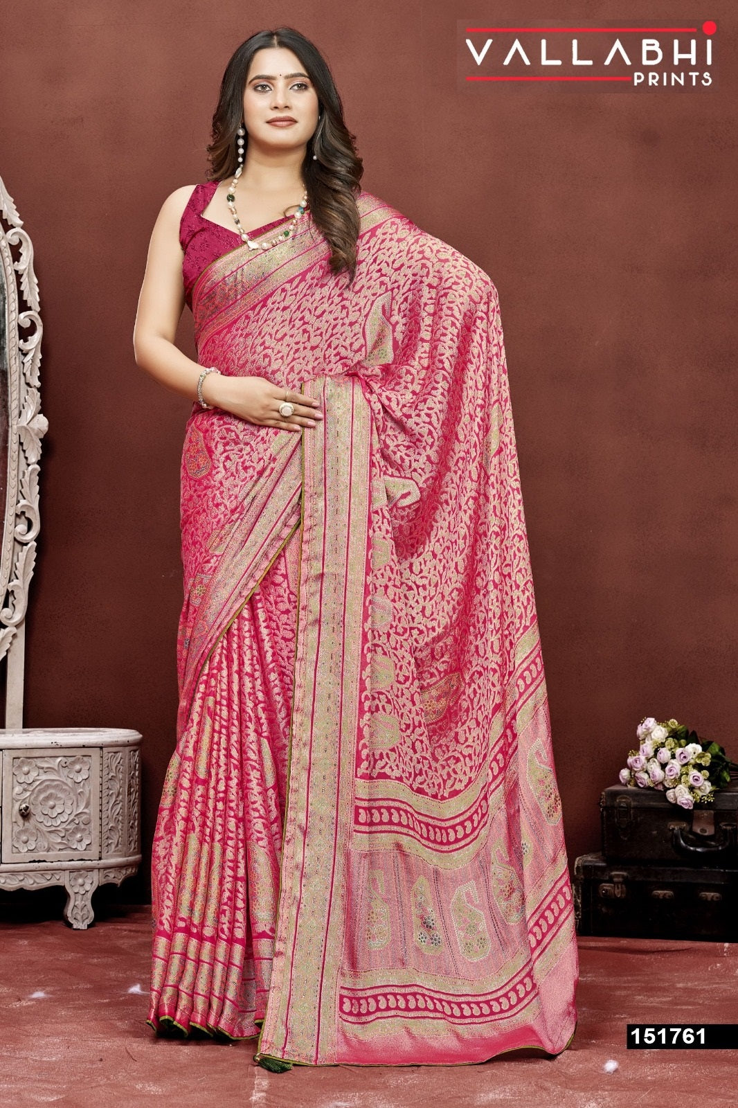 Aavisha Vol 3 Vallabhi Prints Brasso Sarees Wholesale