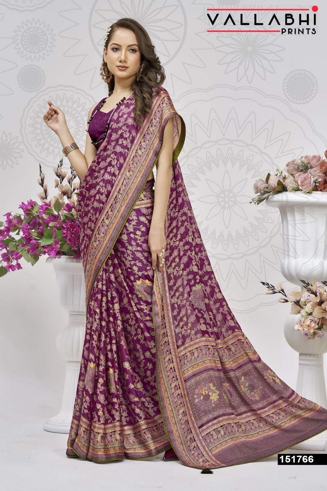 Aavisha Vol 4 Vallabhi Prints Brasso Sarees Wholesale Price