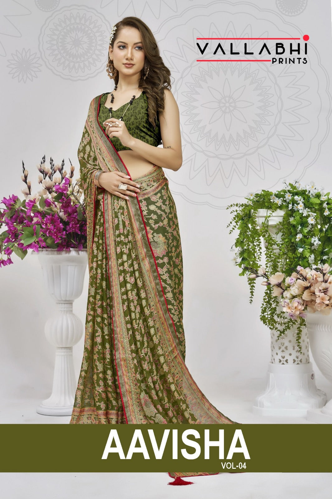 Aavisha Vol 4 Vallabhi Prints Brasso Sarees Wholesale Price