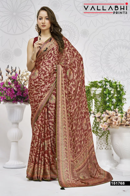 Aavisha Vol 4 Vallabhi Prints Brasso Sarees Wholesale Price