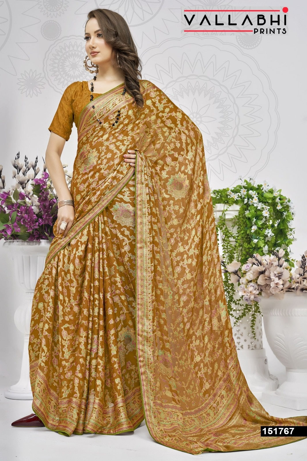 Aavisha Vol 4 Vallabhi Prints Brasso Sarees Wholesale Price