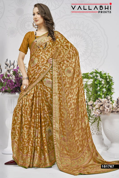 Aavisha Vol 4 Vallabhi Prints Brasso Sarees Wholesale Price