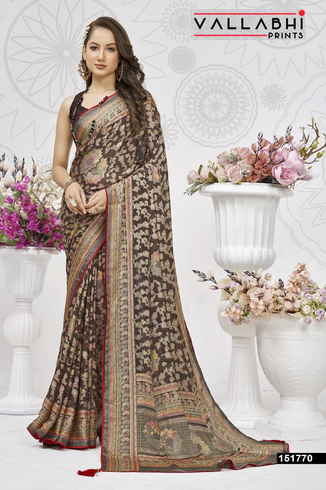 Aavisha Vol 4 Vallabhi Prints Brasso Sarees Wholesale Price