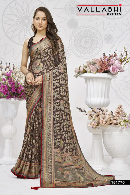 Aavisha Vol 4 Vallabhi Prints Brasso Sarees Wholesale Price