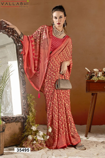 Aavisha Vol 5 Vallabhi Prints Brasso Sarees Wholesale Price
