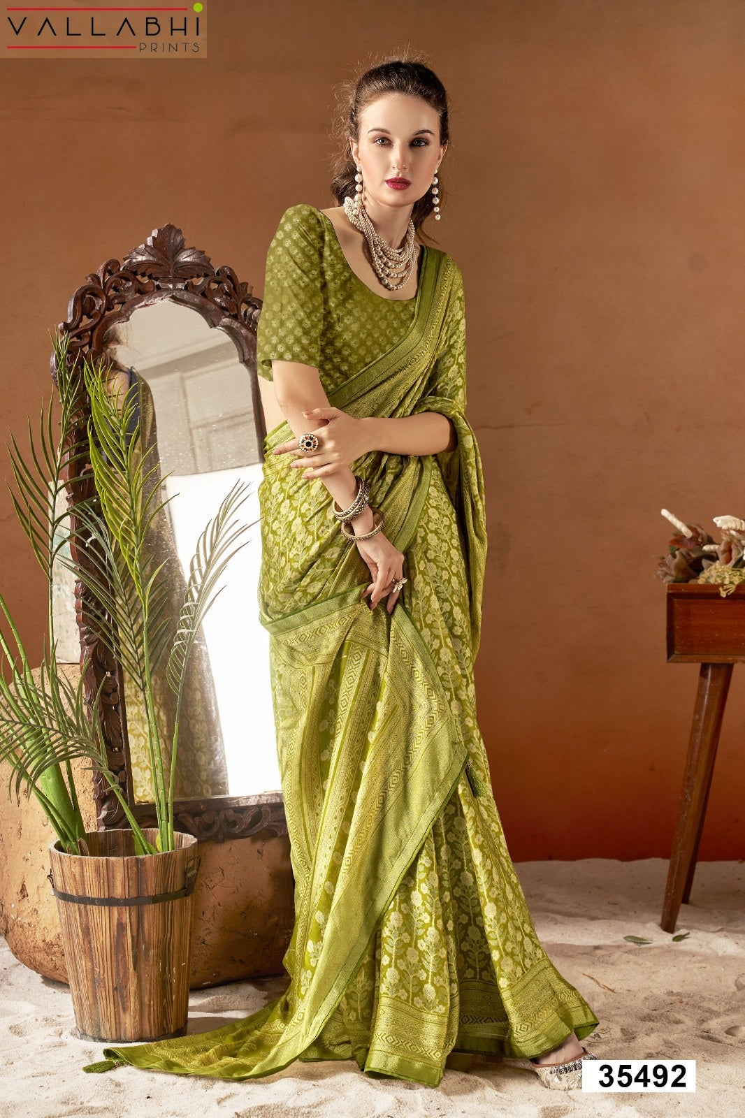 Aavisha Vol 5 Vallabhi Prints Brasso Sarees Wholesale Price