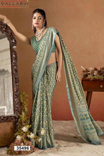 Aavisha Vol 5 Vallabhi Prints Brasso Sarees Wholesale Price