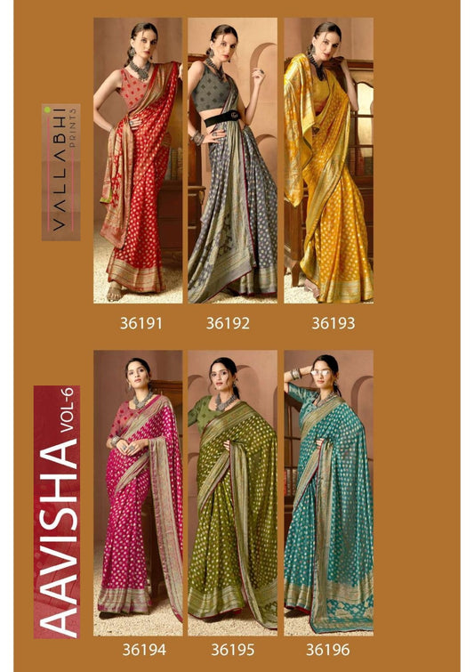 Aavisha Vol 6 Vallabhi Prints Brasso Sarees Exporter Ahmedabad