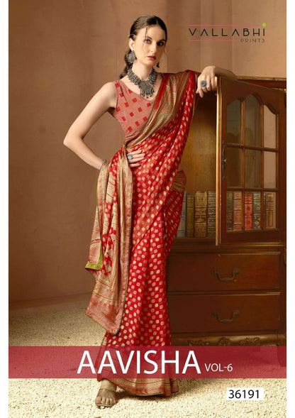 Aavisha Vol 6 Vallabhi Prints Brasso Sarees Exporter Ahmedabad