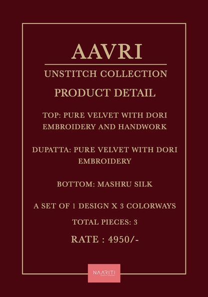 Aavri Naariti Velvet Suits Exporter India