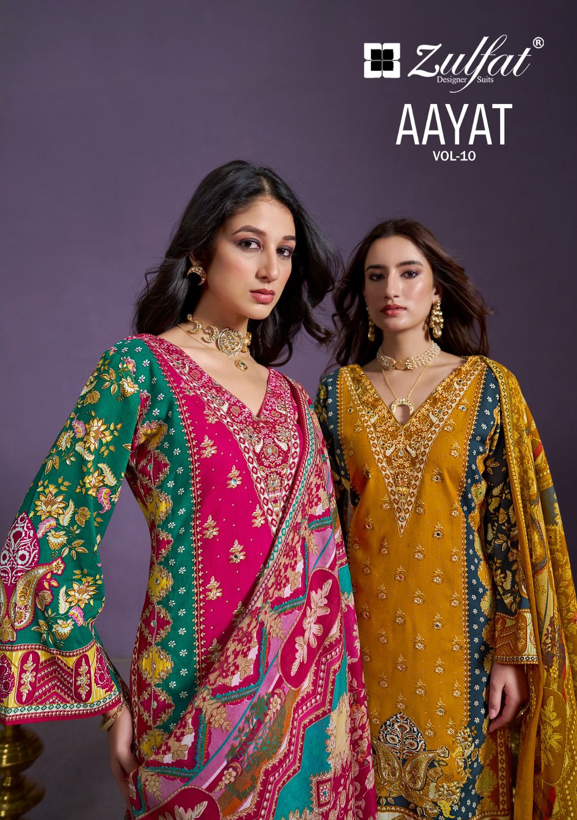 Aayat Vol 10 Zulfat Designer Viscose Rayon Karachi Salwar Suits Manufacturer Gujarat