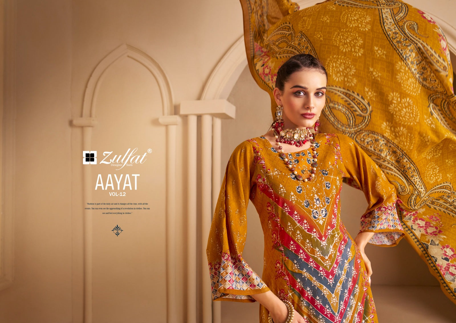 Aayat Vol 12 Zulfat Designer Viscose Rayon Karachi Salwar Suits Supplier
