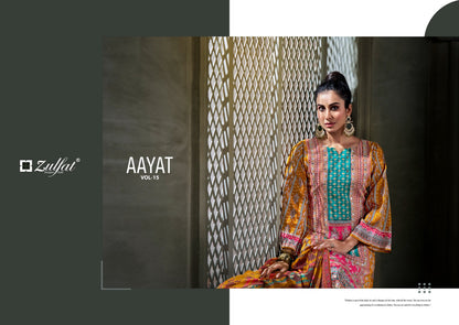 Aayat Vol 15 Zulfat Designer Viscose Rayon Karachi Salwar Suits Wholesaler India