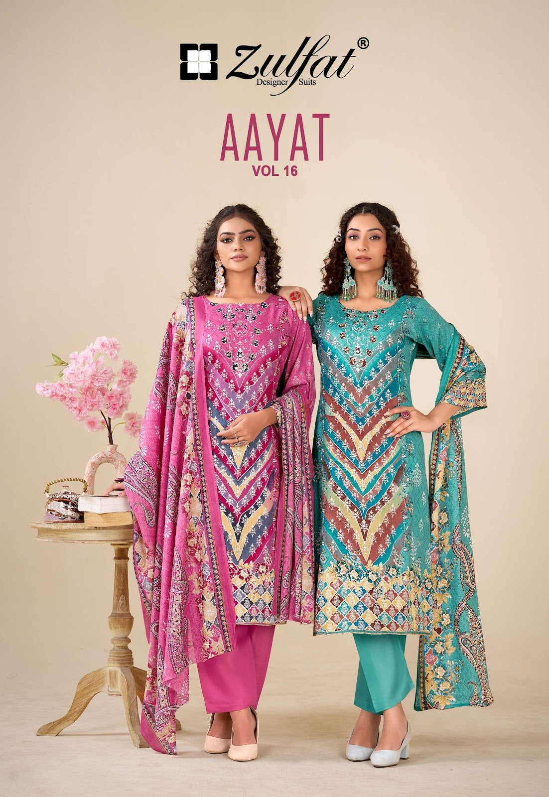 Aayat Vol 16 Zulfat Designer Pure Viscose Karachi Salwar Suits Exporter Gujarat