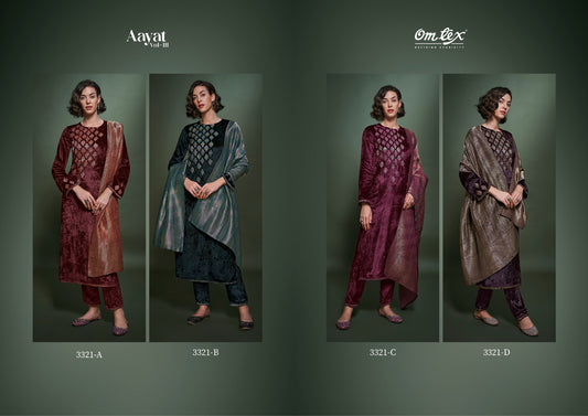 Aayat Vol 3-3321 Omtex Viscose Velvet Suits Wholesaler India