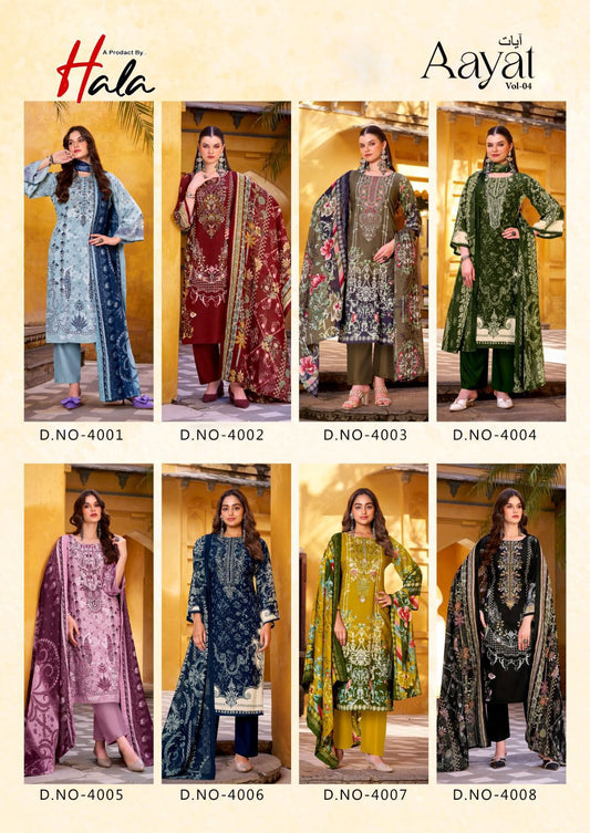 Aayat Vol 4 Hala Mix Cotton Karachi Salwar Suits Exporter India