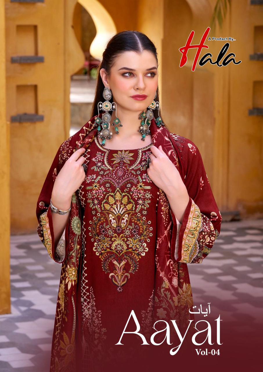 Aayat Vol 4 Hala Mix Cotton Karachi Salwar Suits Exporter India