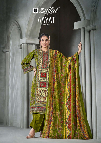 Aayat Vol 4 Zulfat Designer Viscose Rayon Karachi Salwar Suits Supplier
